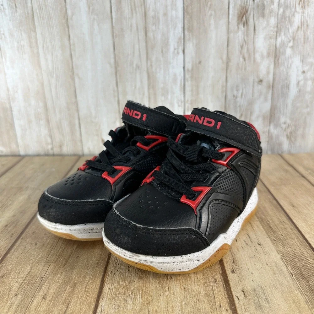 AND1 Boys‎ Toddler Size 7 Black Red High Top Sneakers Shoes
